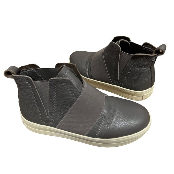 J Slides NYC Ankle Sneakers Gray Leather Sz 7 M Womens Flat - Picture 3 of 15